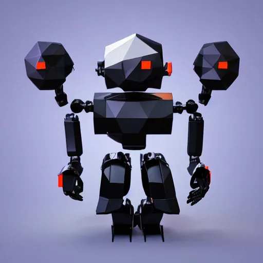 Image similar to low poly render of a cure robot