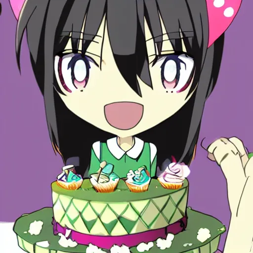 Image similar to Tomoko from Watamote on her birthday party anime style fan art