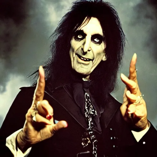 Image similar to Alice cooper in the role of Dracula