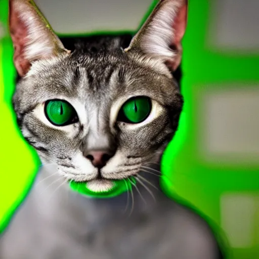 Image similar to a green alien cat from another world