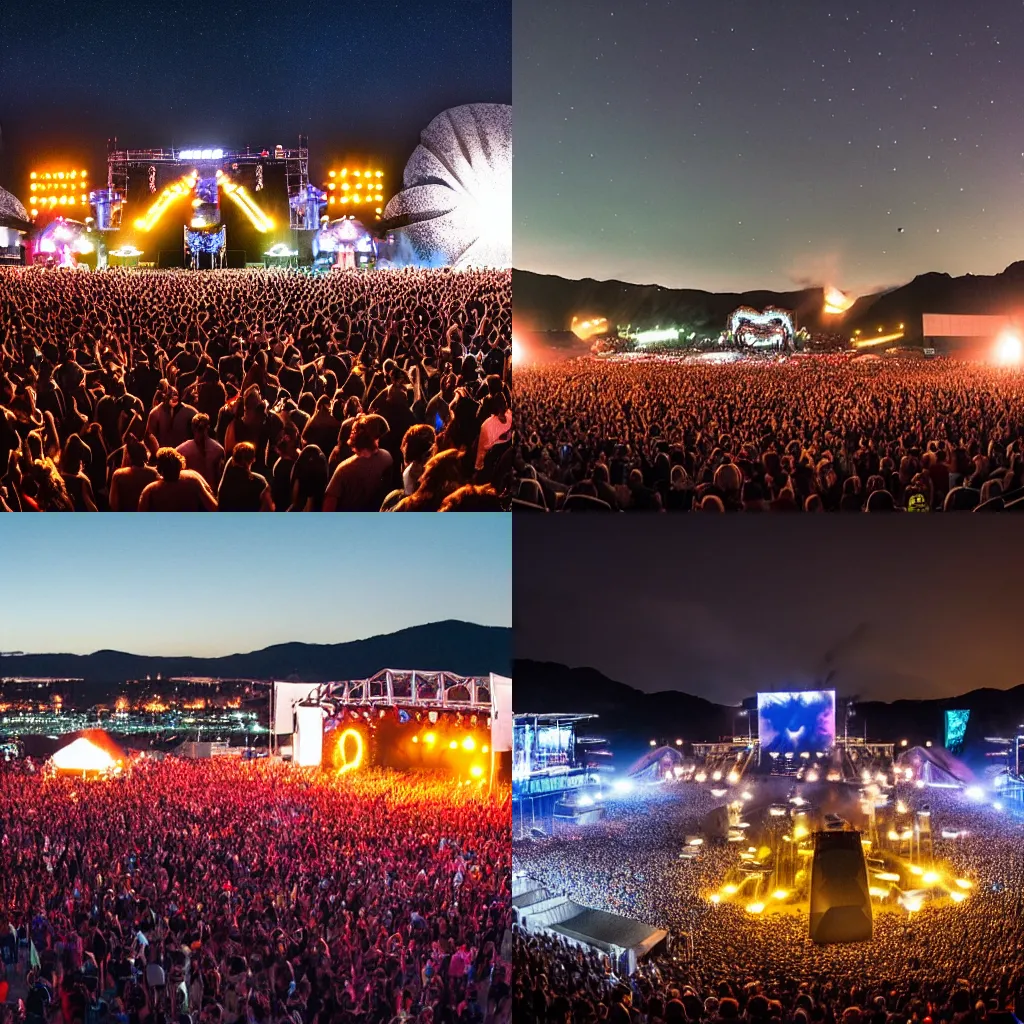 Prompt: The biggest rock festival in the world at night