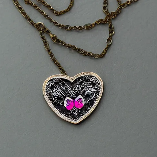 Image similar to bleading heart artnouveau necklace made of scary 🐰