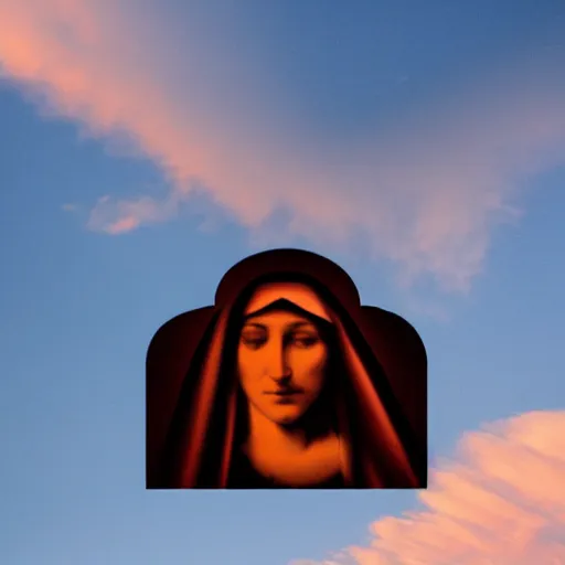 Image similar to shape of virgin mary face in sunset clouds