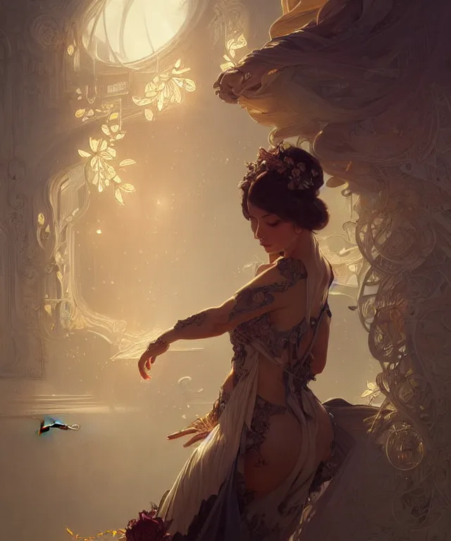 Image similar to Lucien Foort, DJ, fantasy, intricate, elegant, highly detailed, digital painting, artstation, concept art, smooth, sharp focus, illustration, art by artgerm and greg rutkowski and alphonse mucha