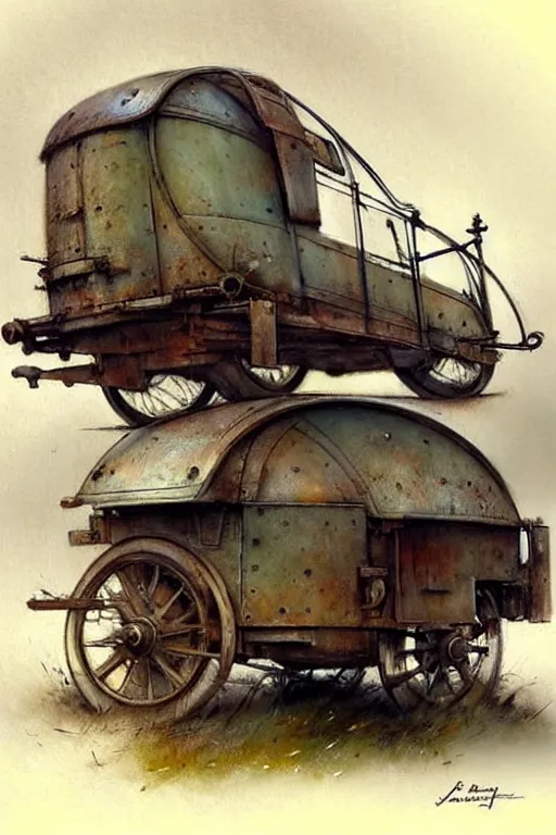 Image similar to (((((1950s brutal steel wagon . muted colors.))))) by Jean-Baptiste Monge !!!!!!!!!!!!!!!!!!!!!!!!!!!