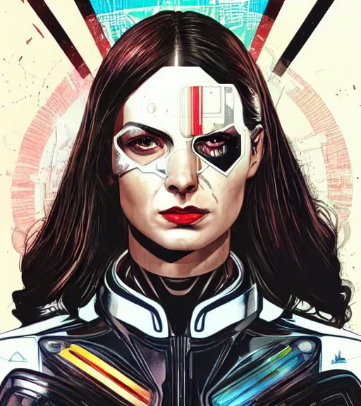 Image similar to portrait of a female android, by MARVEL comics and Sandra Chevrier