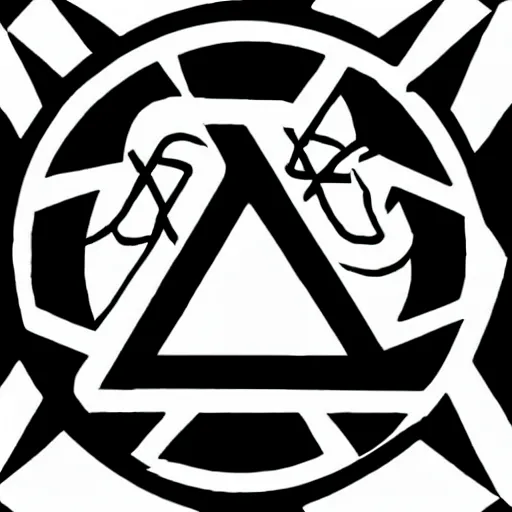 Prompt: AO anarchy symbol, graphic design, logo, black and white, occult