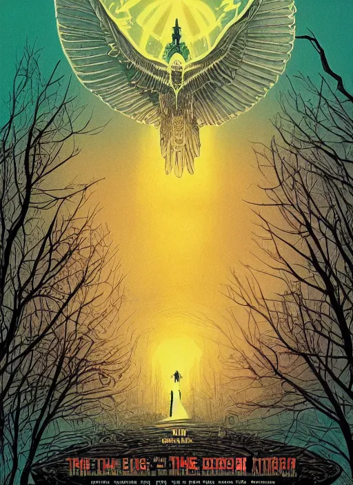 Image similar to The Exorcist (1973) movie poster, Kilian Eng, Dan Mumford, detailed