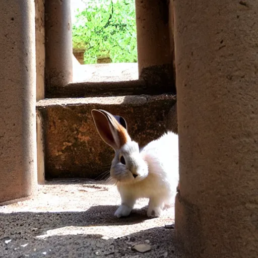 Image similar to a rabbit inside a byzantine temple