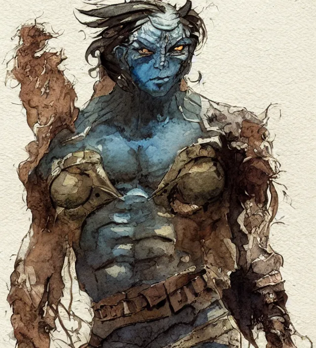 Image similar to a 3 / 4 view watercolor ink painting of a post - apocalyptic mutant sorcerer in the style of leonard boyarsky in the style of frank frazetta trending on artstation deviantart pinterest detailed realistic hd 8 k high resolution