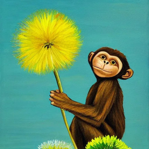 Image similar to a monkey painting dandelions