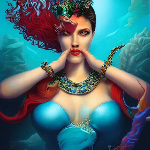 Prompt: underwater queen naga portrait, Pixar style, by Tristan Eaton Stanley Artgerm and Tom Bagshaw.