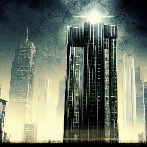 Prompt: illusions, parallel worlds, horror, skyscraper, artstation hq, in style of simon c page