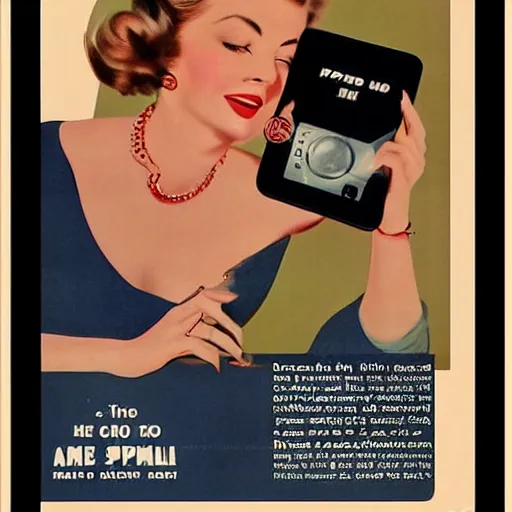 Image similar to 1 9 5 0's iphone advertisement, digital art
