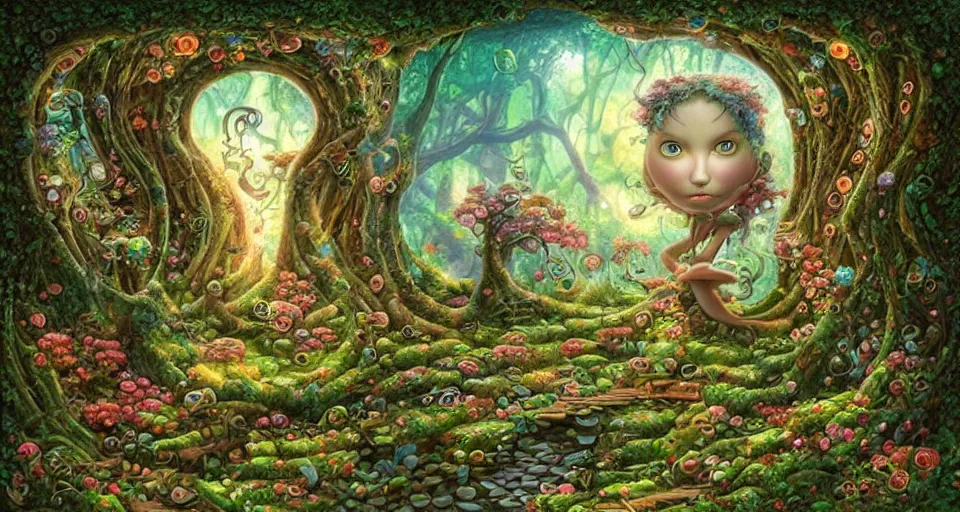 Image similar to Enchanted and magic forest, by Naoto Hattori