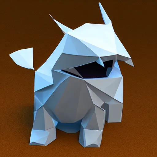Image similar to a low poly creature inviting you into its house