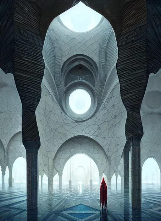Prompt: epic futuristic mosque. highly detailed, digital painting, concept art, smooth, sharp focus, illustration, art by greg rutkowski