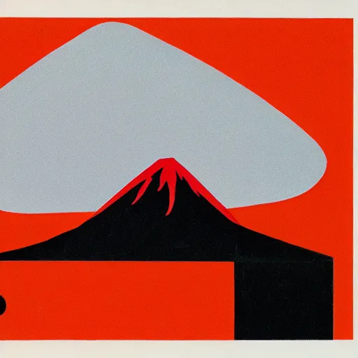 Prompt: 1960s minimalist illustration of a volcano