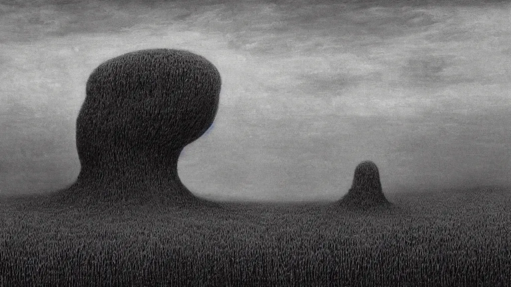Image similar to scary landscape with a vital wheat gluten monster 4 k painted by zdzisław beksinski