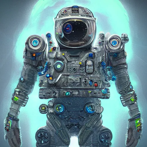 Prompt: an epic portrait of a micro astronaut entering microscopic multiverse of atoms madness with a tiny micro spaceship, cinematic lighting, trending on Artstation, highly detailed, insane details