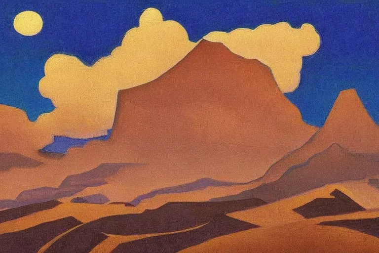 Image similar to artwork by nicholas roerich