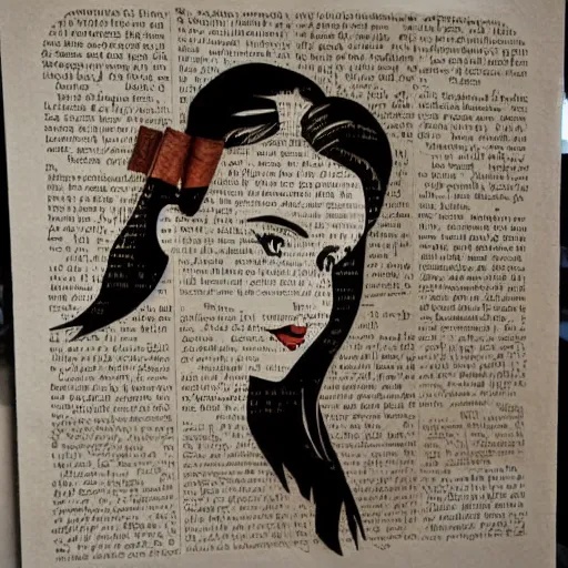 Image similar to cut paper art of belle reading a book