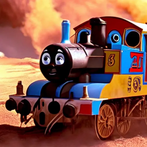 Image similar to still frame of Thomas the Tank Engine in MAD MAX: FURY ROAD (2015)