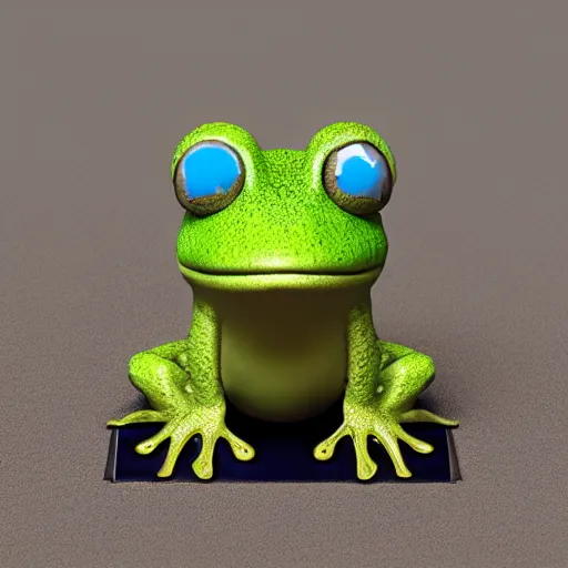 Image similar to a small frog standing on two feet at the hotel reception entry, 3 d render, houdini 3 d, octane 3 d