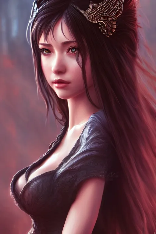 Image similar to Rinoa heartilly, fantasy, intricate, elegant, highly detailed, digital painting, artstation, concept art, matte, sharp focus, illustration