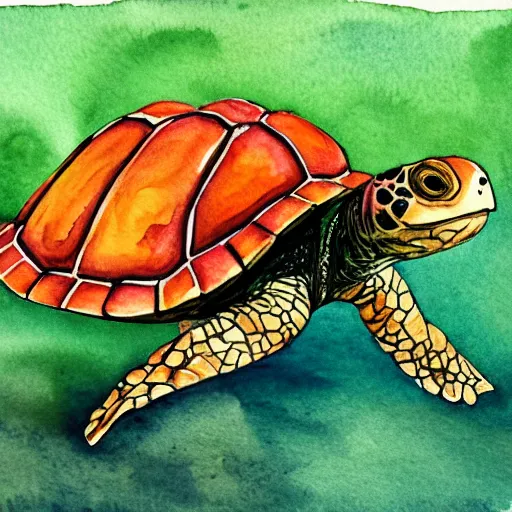 Image similar to watercolor painting of a turtle