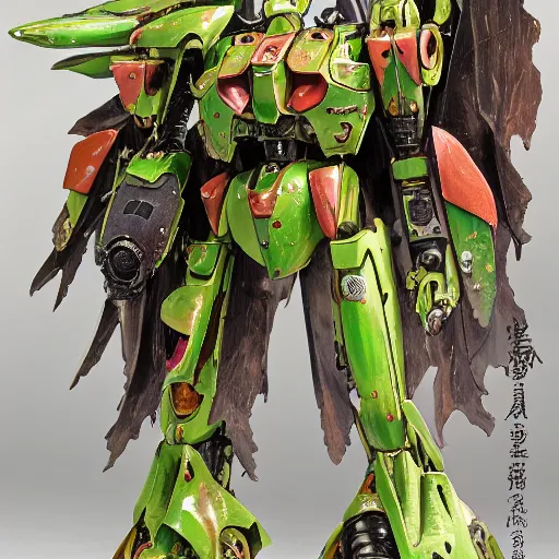 Image similar to futuristic nuphar japonica mecha spatterdock body, sepals forming helmet, floral details, nuphar, 8 k hd resolution, barbatos gundam with floral inlay, bandai box art, star wars, makoto kobayashi, frank gehry, raymond swanland