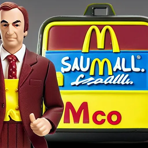 Image similar to saul goodman plastic mcdonalds toy realistic photo