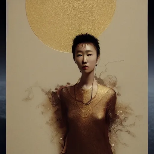 Prompt: Lee Jin-Eun by Yoann Lossel, rule of thirds, seductive look, beautiful