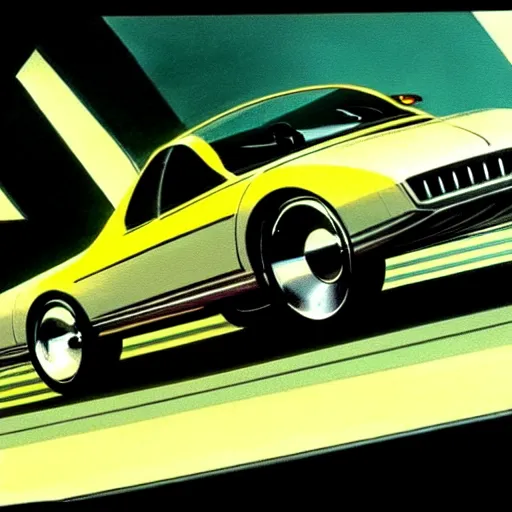 Prompt: concept art of a tiny being driven, painted by syd mead, high quality