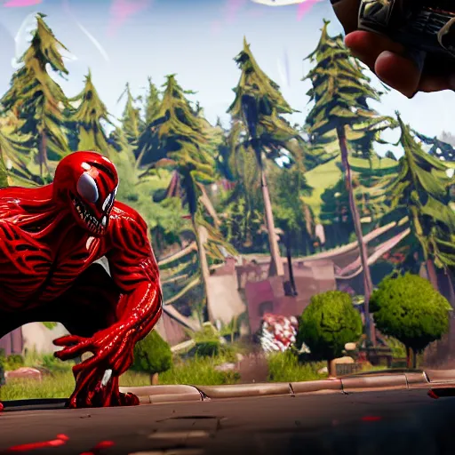 Image similar to Carnage (Venom 2018) in Fortnite, screenshot