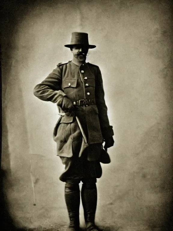 Image similar to rorsach man, ww1 photo, grainy, high detail, high resolution,