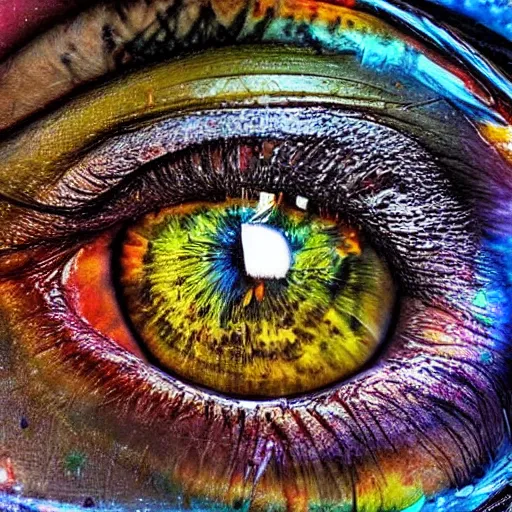 Prompt: an award winning photo of an amazing beautiful world in an eye, very detailed and colorful