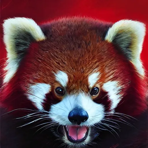 Prompt: red panda as a realistic fantasy knight, closeup portrait art by donato giancola and greg rutkowski, realistic face, digital art, trending on artstation, symmetry!!, no helmet