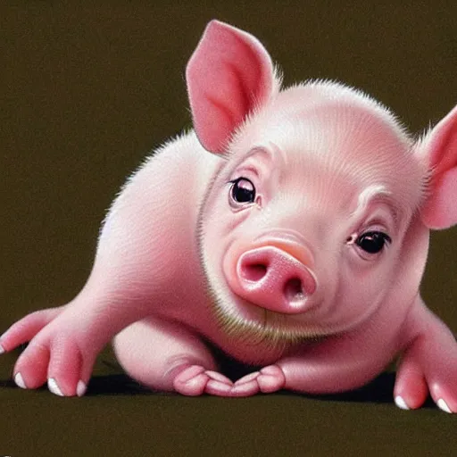 Prompt: adorable baby piglet by greg hildebrandt