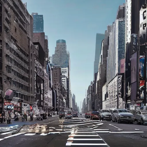 Prompt: photograph of a new york city street in 2 0 9 9