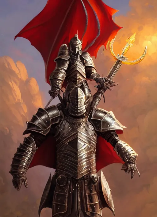 Image similar to highly detailed portrait of a paladin knight with shield fighting a red dragon, fantasy art by by simon bisley, loish, rhads, ferdinand knab, makoto shinkai and lois van baarle, ilya kuvshinov, rossdraws, tom bagshaw, global illumination, radiant light, detailed and intricate environment