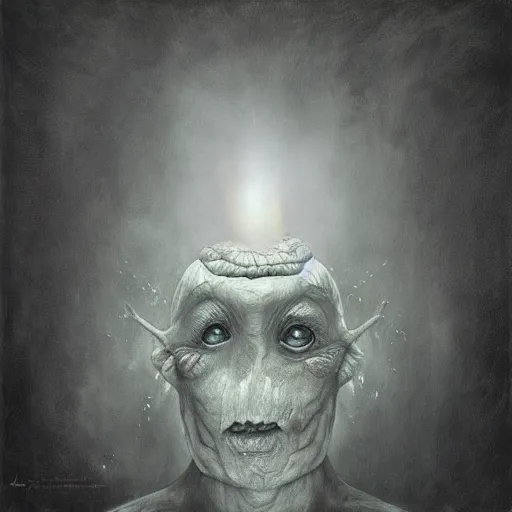 Image similar to peer into the depths of the endless cosmic void, shine a light on your darkest terror. by anton semenov, hyperrealistic photorealism acrylic on canvas