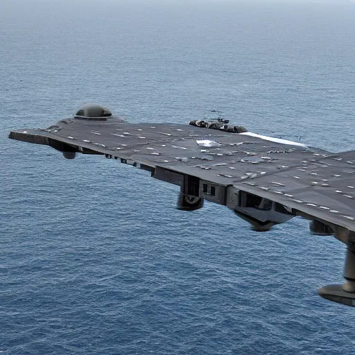 Image similar to a tie fighter lands on a usa aircraft carrier