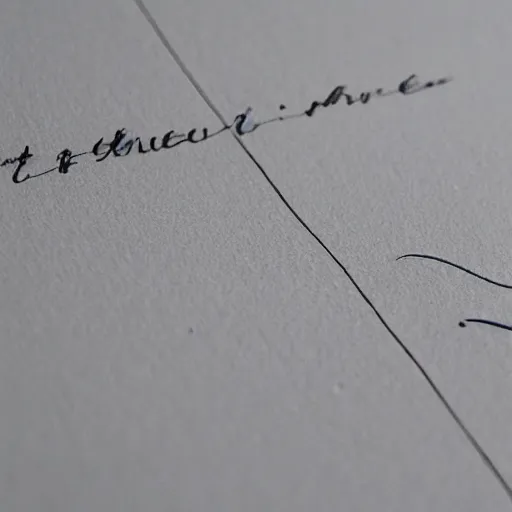 Prompt: the letter f on a white piece of paper, close - up, cursive, penmanship, ink on paper, fountain pen