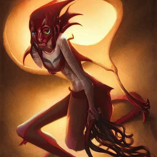 Image similar to a beautiful print. she could have been bred from a shark and a hatchet. black eyes, sharp features, lips so thin they might as well not have existed. incandescent by tyler edlin, by stuart immonen