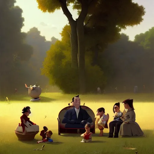 Image similar to goro fujita ilustration a family gathering in the country, characterized by william adolphe bouguereau, character art, sharp focus, highly detailed, artstation