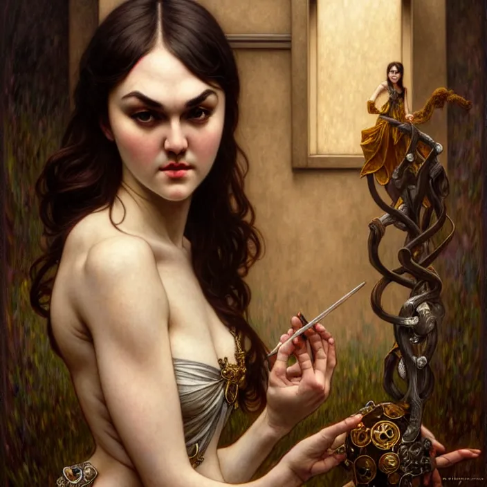 Prompt: ancient queen sasha grey, symetrical, diffuse lighting, fantasy, intricate, elegant, highly detailed, lifelike, photorealistic, digital painting, artstation, illustration, concept art, 4 k, smooth, sharp focus, art by john collier and albert aublet and krenz cushart and artem demura and alphonse mucha