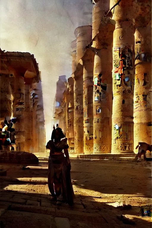 Image similar to beautiful landscape of ancient cairo egypt giant satue of anubis in the forground pyramids in the background, art by anders zorn, wonderful masterpiece by greg rutkowski, beautiful cinematic light, american romanticism thomas lawrence, greg rutkowski