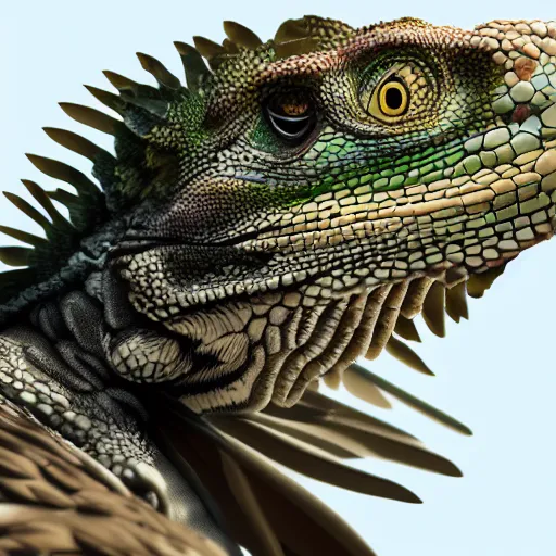 Prompt: profile of an eagle iguana!! hybrid, bold natural colors, masterpiece, trending on artstation, photograph