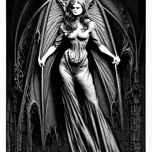 Prompt: portrait soft light, by bernie wrightson and joe fenton, inspired by gothic victorian gargoyle, etching, fine, sharp high detail, duotone screen print,